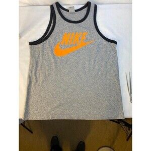 Boys Nike, Orange Logo, Gray Tank, Large, Sportswear, Soft USED